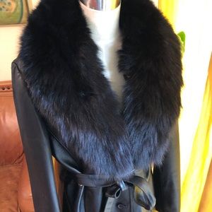 Knoles and Carter leather trench and fox fur